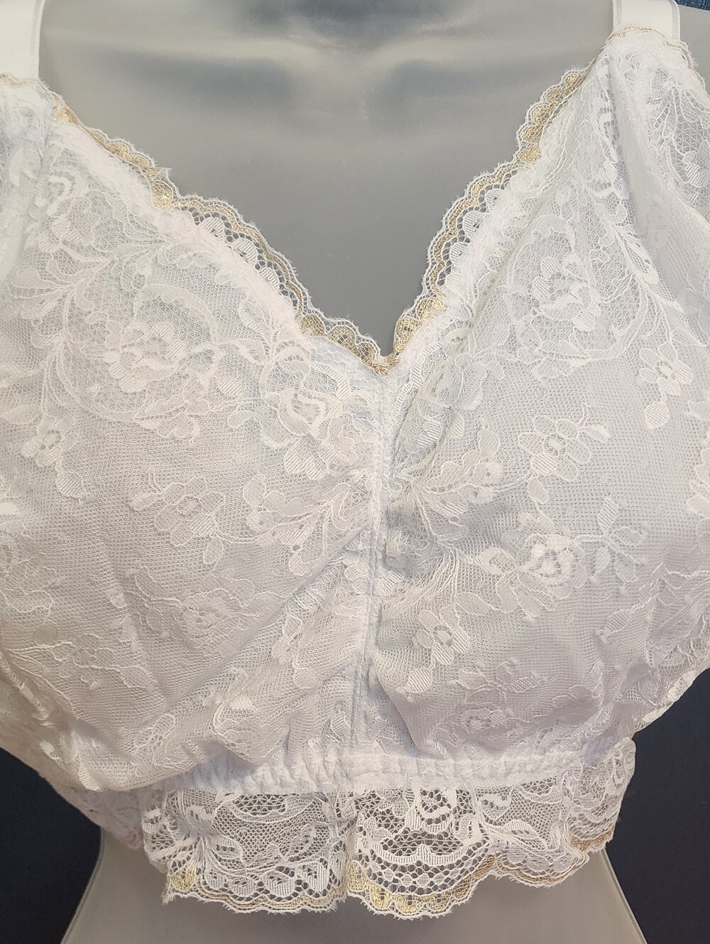 CosabellaLace Bralette with Gold-Trim Detail - White